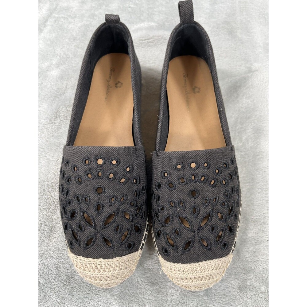 Tommy Bahama Selena Black Eyelet Espadrille Flats Slip On Shoes Womens 7M NWOB